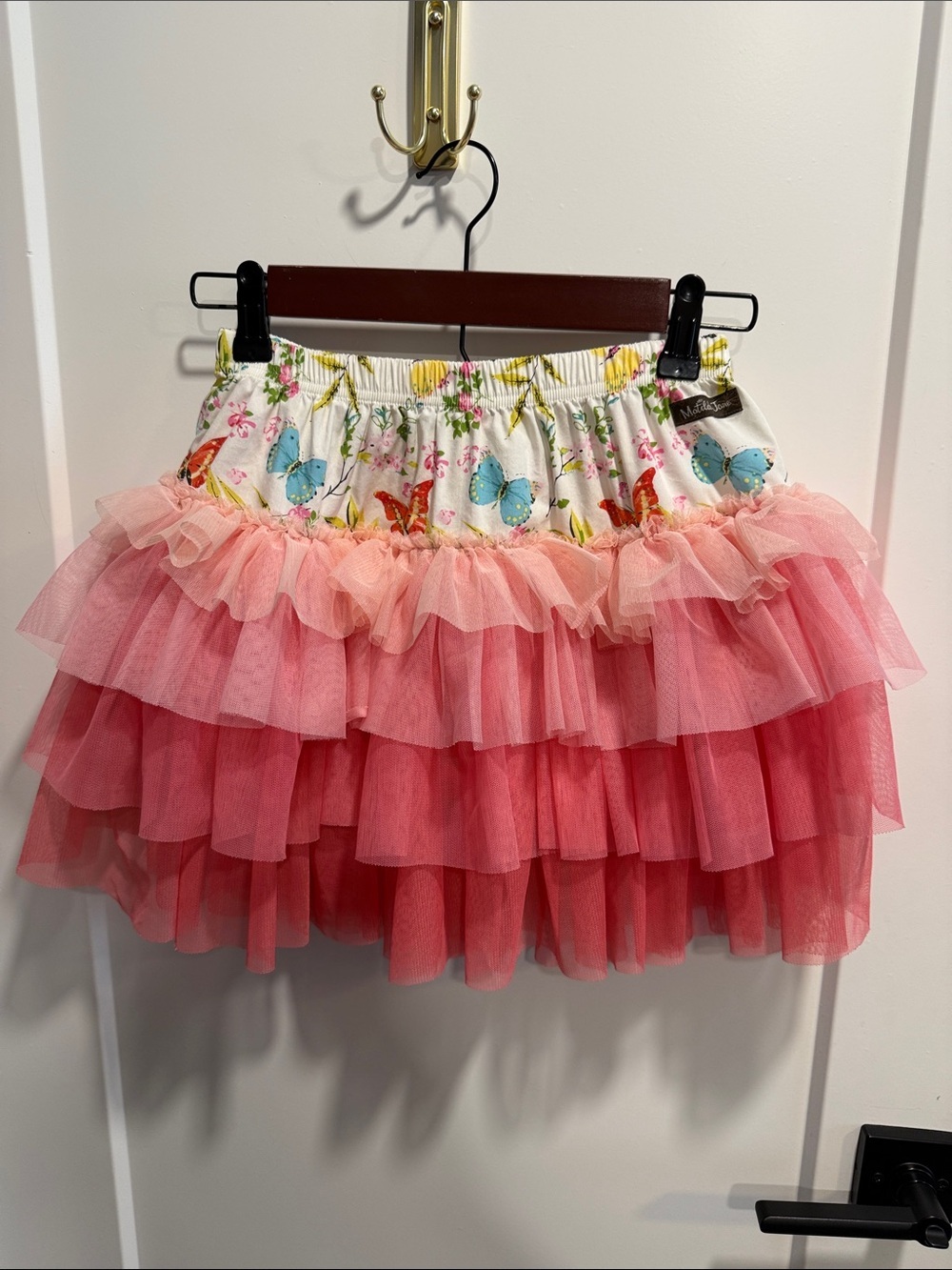 Matilda Jane Butterfly Floral Tulle Skirt - Pink Size 8 Like New